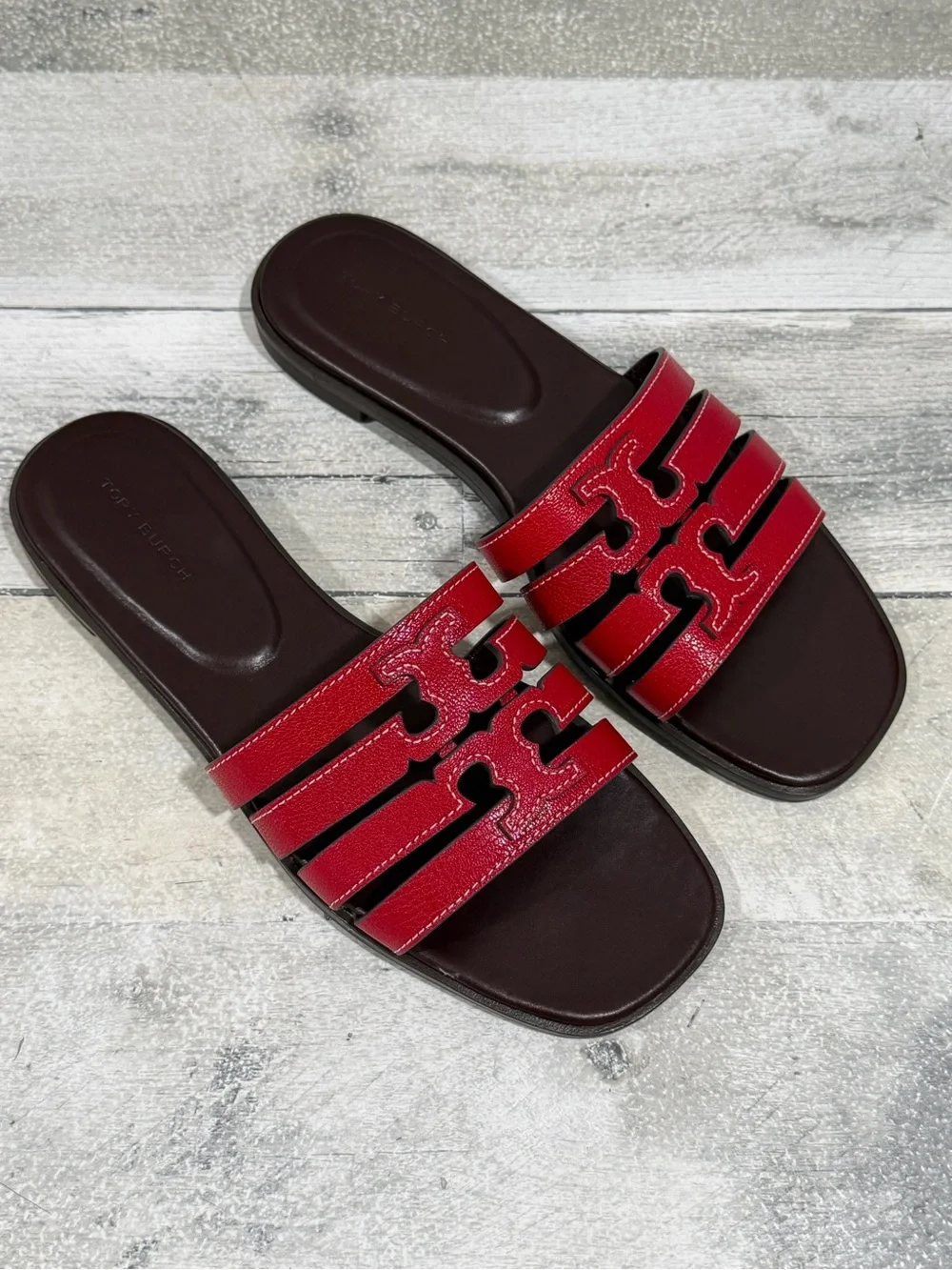 TORY BURCH Ines Multi-strap Slide In Tory Red/plum - Size - 6.5 .US